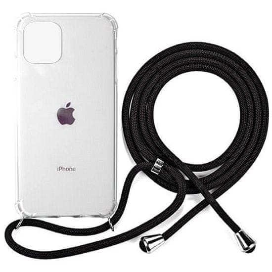 Bomba Zadný transparentný obal s čiernou šnúrkou Neck Strap pre iPhone P340_IPHONE_12_PRO_MAX