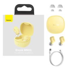 BASEUS Wireless Earbuds Encok WM01 (NGTW240011) - TWS with Bluetooth 5.3 - Yellow