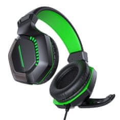 Joyroom Wired Headphones (JR-HG1) - with Microphone, LED Ligh, Jack 3.5mm - Black / Green