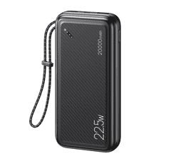 USAMS Power Bank PB60 (US-CD168) - Dual USB, so šnúrkou, Quick Charge 3.0, PD 3.0, 20000 mAh, 22,5 W - čierna