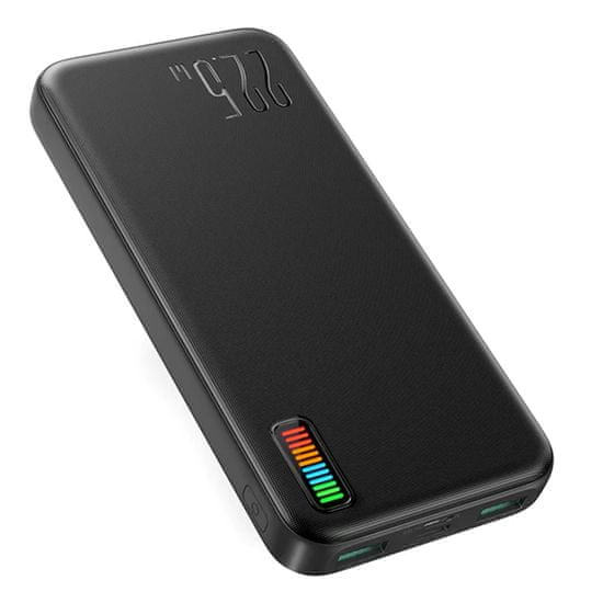 Joyroom Power Bank Dazzling Series (JR-QP194) - 2xUSB, Type-C, Micro-USB, LED for Battery Check, 22.5W, 10000mAh - Black