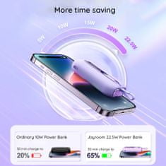 Joyroom Power Bank Colorful Series (JR-L013) - Lightning, Type-C, Built-In 2in1 Cable, 12W, 10000mAh - White
