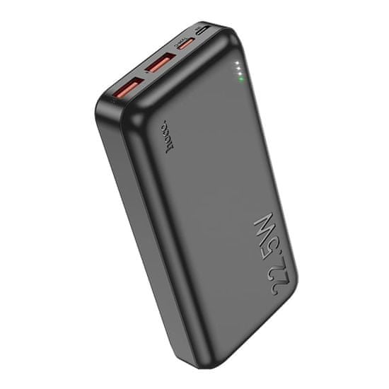 Hoco Power Bank (J101A) - with LED, 2 x USB, Type-C, 22.5W, 20000mAh - Black