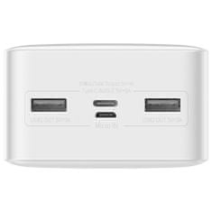 BASEUS Power banka Bipow (PPBD050202) - Digitálny displej 2xUSB, USB-C, Micro-USB 30000mAh 15W + kábel Micro-USB 0,25m - biela