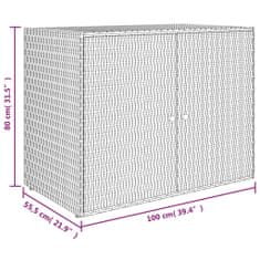 Vidaxl Záhradná úložná skriňa šedá 100x55,5x80 cm polyratan