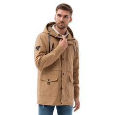 OMBRE Pánska bunda parka s vreckami V2 OM-JANP-22FW-004 svetlohnedá MDN123259 L