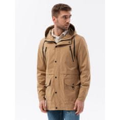 OMBRE Pánska bunda parka s vreckami V2 OM-JANP-22FW-004 svetlohnedá MDN123259 L