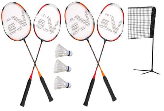 Sportvida BADMINTON SET 4 rakety 3 loptičky a sieťka