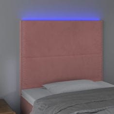 Vidaxl Čelo postele s LED ružové 90x5x118/128 cm zamat