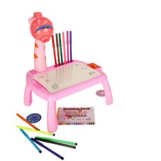 KIK Ružový kresliaci stolík s projektorom žirafa