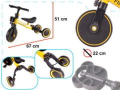 KIK KX5377_1 Trike Fix Mini detská trojkolka 3v1 s pedály žltá