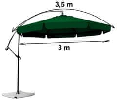 Veľký zelený skladací záhradný dáždnik 350 cm