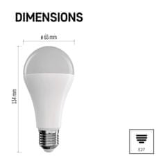 EMOS LED žiarovka GoSmart A65 / E27 / 14 W (94 W) / 1 400 lm / RGB / stmievateľná / Zigbee