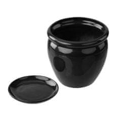 botle Kvetináč čierna kvetináč s podšálkou okrúhly DxV 280 mm x 305 mm povrch lesklá keramika moderný glamour