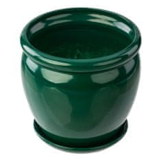botle Kvetináč fľaša zelená kvetináč s podšálkou okrúhly DxV 280 mm x 305 mm povrch lesklá keramika moderný glamour