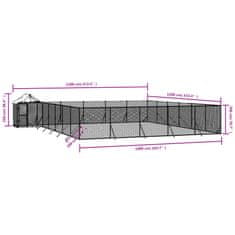 Vidaxl Vonkajší koterec pre psov so strechou striebor. 12x12x2,5m oceľ