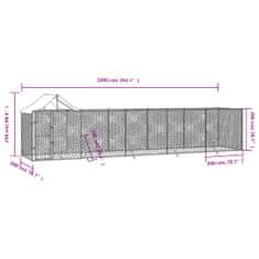 Vidaxl Vonkajší koterec pre psov so strechou strieborný 10x2x2,5m oceľ