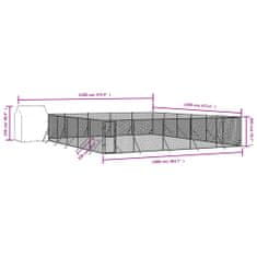 Petromila vidaXL Vonkajší koterec pre psov so strechou striebor. 12x12x2,5m oceľ