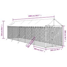 Petromila vidaXL Vonkajší koterec pre psov so strechou striebor. 2x10x2,5m oceľ