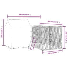 Petromila vidaXL Vonkajší koterec pre psov so strechou strieborný 4x4x2,5 m oceľ