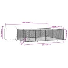 Vidaxl Vonkajší koterec pre psov so strechou strieborný 10x6x2,5m oceľ