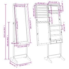 Vidaxl Zrkadlová skrinka na šperky s LED svetlami voľne stojaca biela