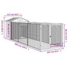 Petromila vidaXL Búda pre psa so strechou bledosivá 117x405x123 cm pozin. oceľ