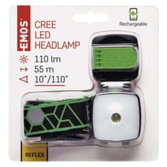 EMOS CREE + SMD LED nab. čelovka P3535, 110 lm,55 m,Li-Pol 850 mAh