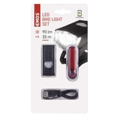 EMOS LED predné + zadné nabíjacie svietidlo na bicykel P3923, 90 lm