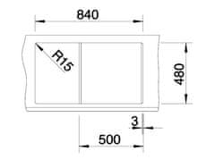 BLANCO Blanco Metra 5 S, silgranitový drez 860x500x190 mm, 1-komorový, jemná biela, BLA-527110