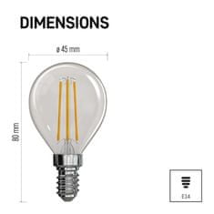 EMOS LED žiarovka Filament Mini Globe / E14 / 3,4 W (40 W) / 470 lm / teplá biela