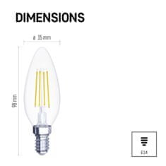 EMOS LED žiarovka Filament sviečka / E14 / 6 W (60 W) / 810 lm / teplá biela