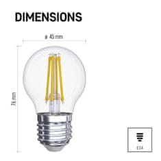 EMOS LED žiarovka Filament Mini Globe / E27 / 6 W (60 W) / 810 lm / teplá biela