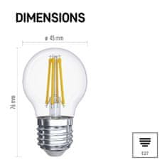 EMOS LED žiarovka Filament Mini Globe / E27 / 6 W (60 W) / 810 lm / neutrálna biela