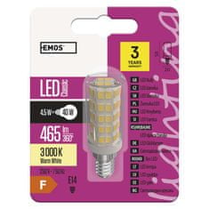 EMOS LED žiarovka do digestora Classic JC / E14 / 4,5 W (40 W) / 465 lm / teplá biela