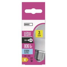 EMOS LED žiarovka Classic Mini Globe / E27 / 7,3 W (60 W) / 806 lm / studená biela