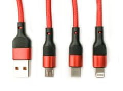 MXM Kábel USB 3v1 s microUSB, USB-C a Lightning konektorom, 1,25 metra