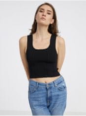 Noisy May Čierny dámsky úpletový crop top s prímesou vlny Noisy May Haisley XS