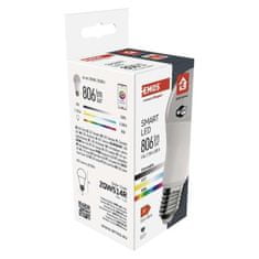 EMOS LED žiarovka GoSmart A60 / E27 / 9 W (60 W) / 806 lm / RGB / stmievateľná / Wi-Fi