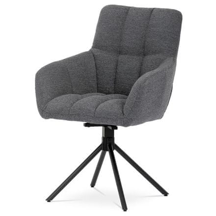 Autronic Moderní jídelní židle Jídelní židle, šedá látka bouclé, otočný mechanismus 180°, černý kov (HC-531 GREY2)