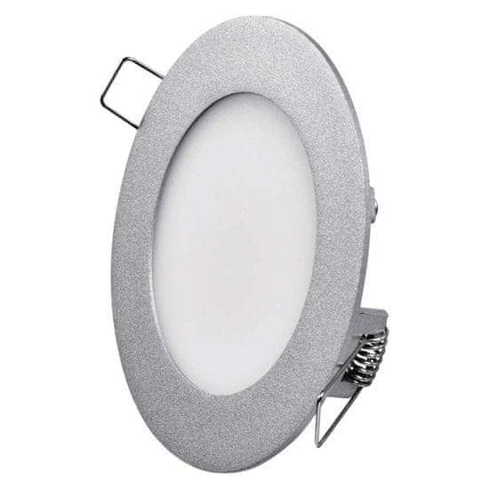 EMOS LED panel 120mm, kruhový vstavaný strieborný, 6W neutr. b.