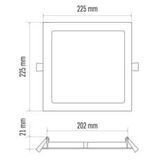 EMOS LED panel 220×220, štvorcový vstavaný biely,18W neutrálna b.