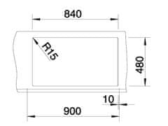 BLANCO Blanco Metra 9, silgranitový drez 860x500x190 mm, 2-komorový, sivá vulkán, BLA-527304