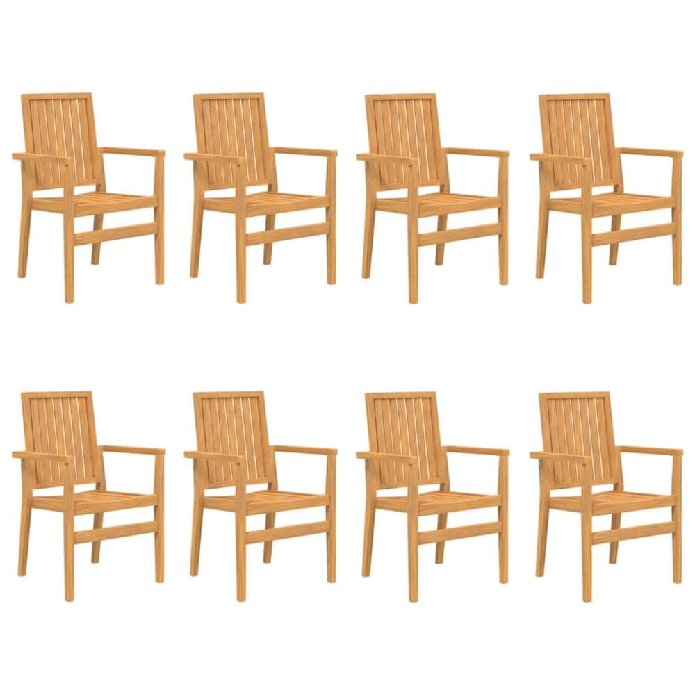 Vidaxl Stohovateľné záhradné stoličky 8 ks 56,5x57,5x91 cm masívny tík