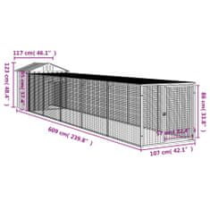 Vidaxl Klietka pre kurčatá výbeh antracitová 117x609x123 cm poz. oceľ