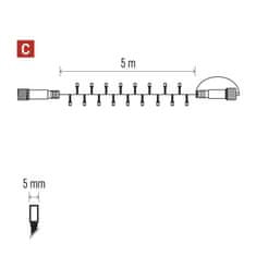 EMOS Standard LED spojovacia vianoč. reťaz, 5 m, vonkajšia aj vnútorná, studená biela