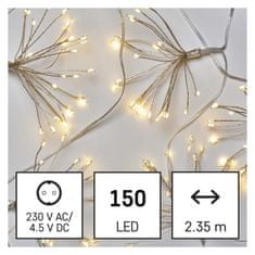 EMOS LED svetelná reťaz – svietiace trsy, nano, 2,35 m, vnútorná, teplá biela, časovač