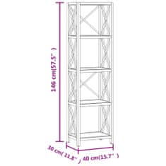 Vidaxl 5-poschodová polica 40x30x146 cm masívny dub