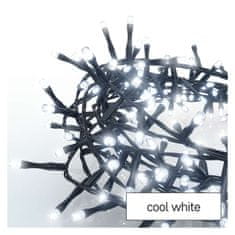 EMOS LED vianočná reťaz – cluster, 8 m, vonkajšia aj vnútorná, studená biela, časovač