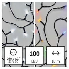 EMOS LED vianočná reťaz 2v1, 10 m, vonkajšia aj vnútorná, studená biela/multicolor, programy